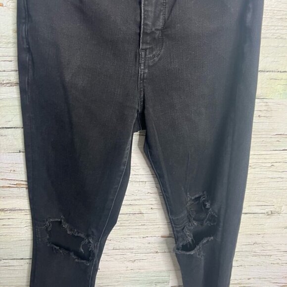 American eagle curvy super  high rise jegging black distressed size 4 - Picture 3 of 11